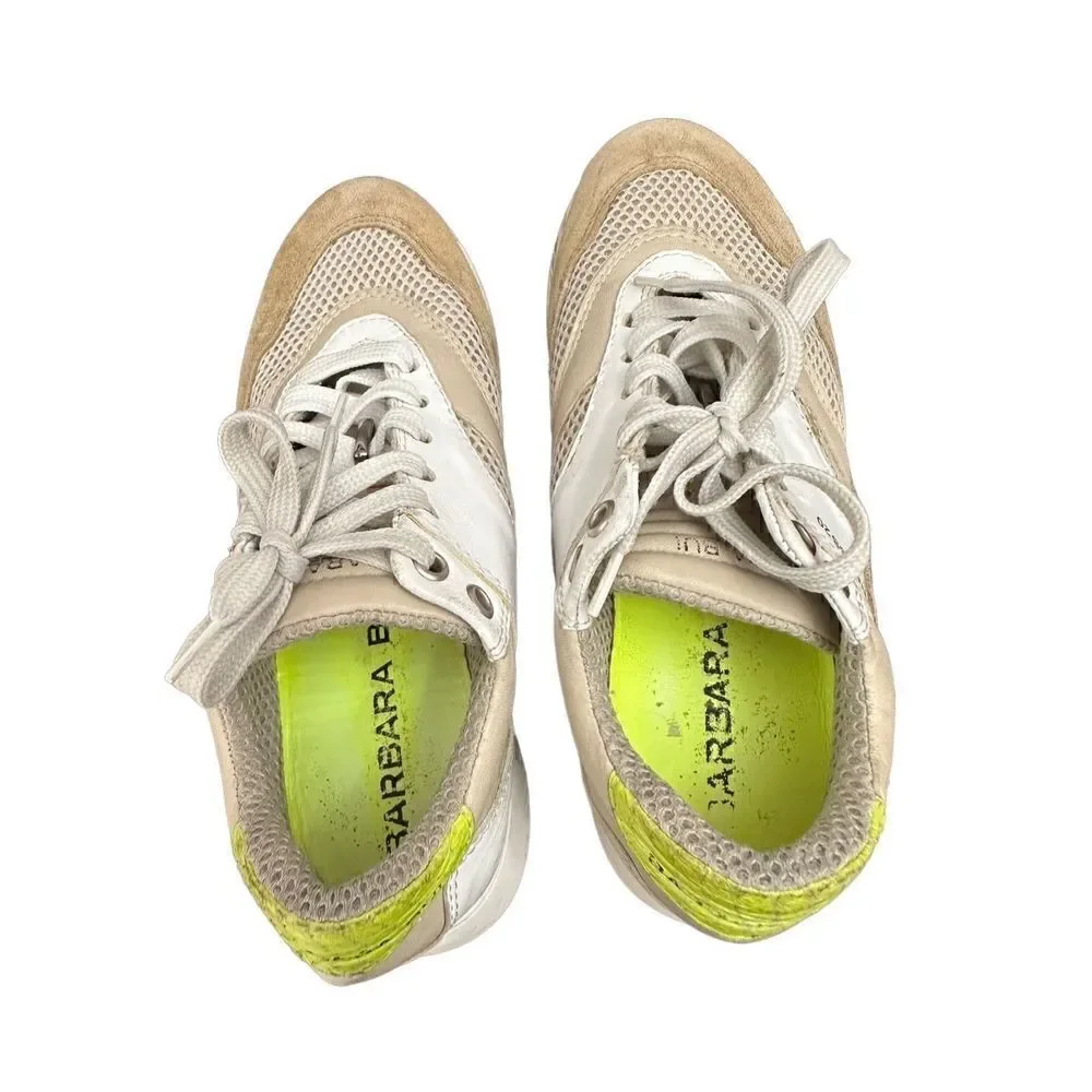 Barbara Bui Suede Colorblock Pattern Sneakers - Neutrals...